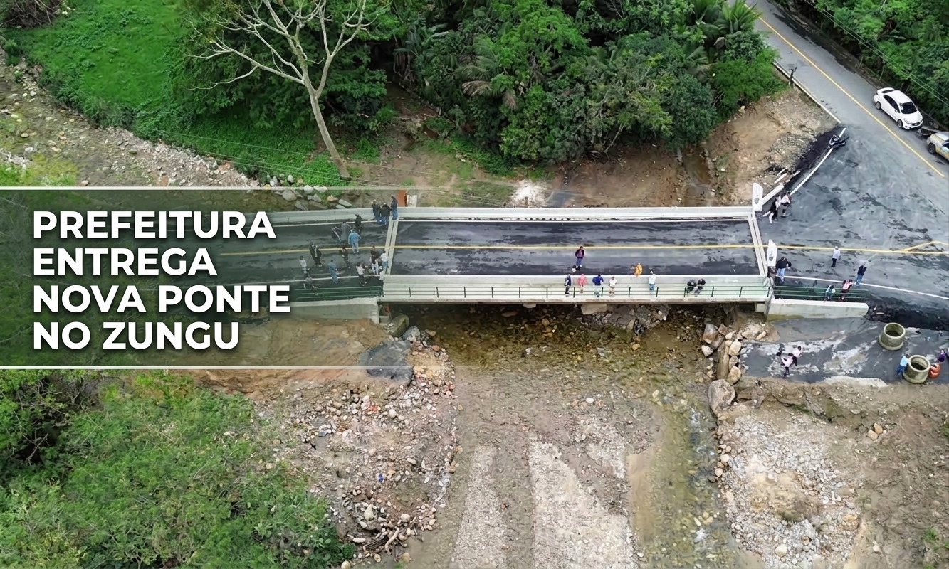 Prefeitura entrega nova ponte no Recanto das Pedras, no Zungu